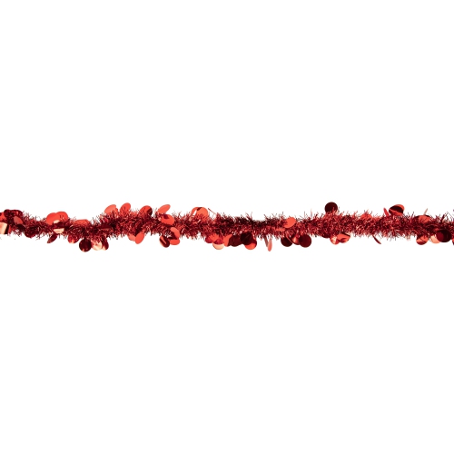 50' x 2.5" Shiny Red Tinsel Artificial Christmas Garland - Unlit