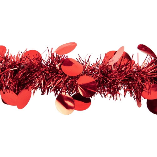 50' x 2.5" Shiny Red Tinsel Artificial Christmas Garland - Unlit