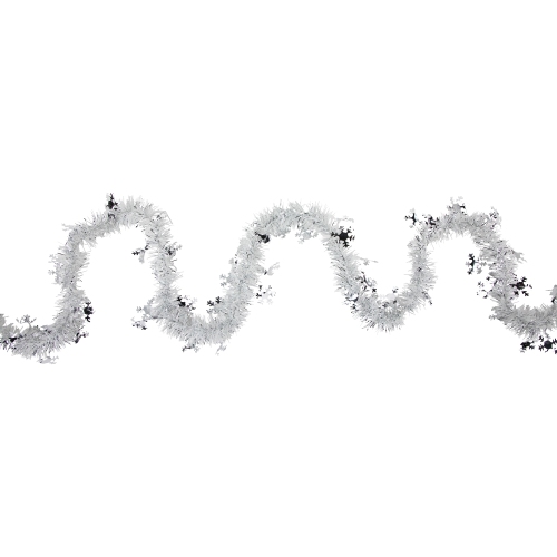 Commercial Christmas Tinsel Snowflake Garland - 50" x 2' - White and Silver - Unlit