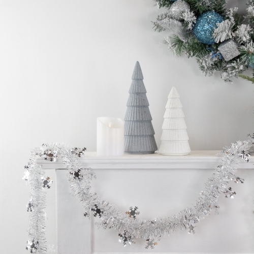 Commercial Christmas Tinsel Snowflake Garland - 50" x 2' - White and Silver - Unlit