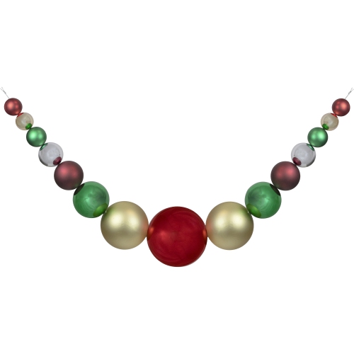 NORTHLIGHT  6' Shiny And Matte Traditional Colors Shatterproof Ball Christmas Swag