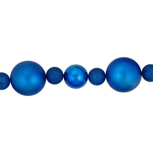 3-Finish Shatterproof Ball Christmas Garland - 6' x 4" - Blue - Unlit