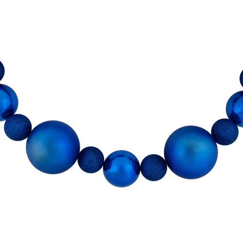 3-Finish Shatterproof Ball Christmas Garland - 6' x 4" - Blue - Unlit