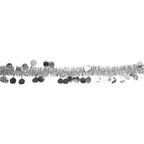 Tinsel and Polka Dot Commercial Christmas Garland - 50' x 1.5" - Silver - Unlit