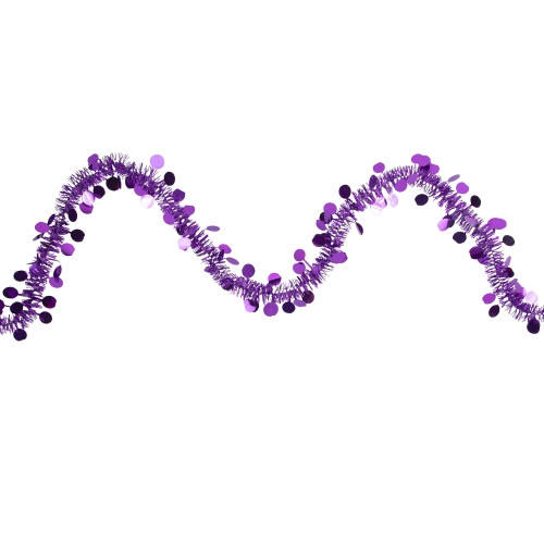 Tinsel and Polka Dot Commercial Christmas Garland - 50' x 1.5" - Purple - Unlit