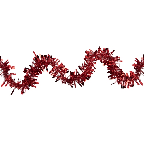 Boa Wide Cut Tinsel Commercial Christmas Garland - 50' x 3" - Red - Unlit