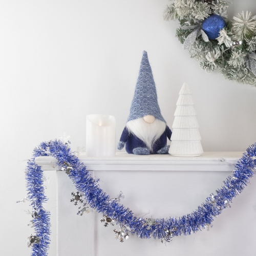 Commercial Christmas Tinsel Snowflake Garland - 50' x 2" - Royal Blue and Silver - Unlit