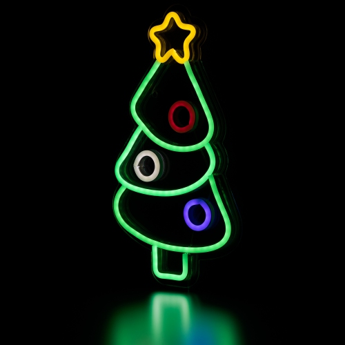 Christmas Tree LED Neon Lighted Wall or Window Decoration - 15"
