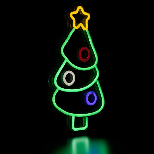 Christmas Tree LED Neon Lighted Wall or Window Decoration - 15"