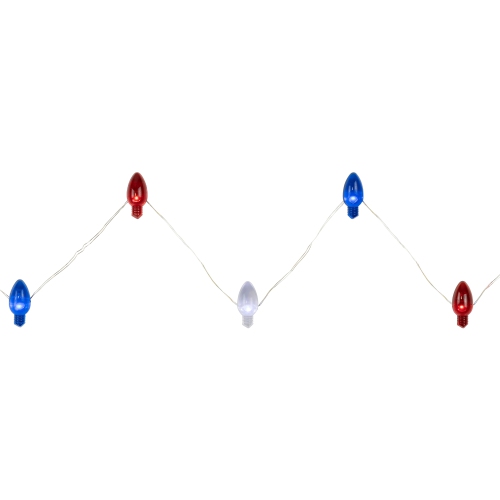 NORTHLIGHT  Patriotic Retro Style Bulb Led Fairy Lights - 6.25Ft - Copper Wire - 20Ct