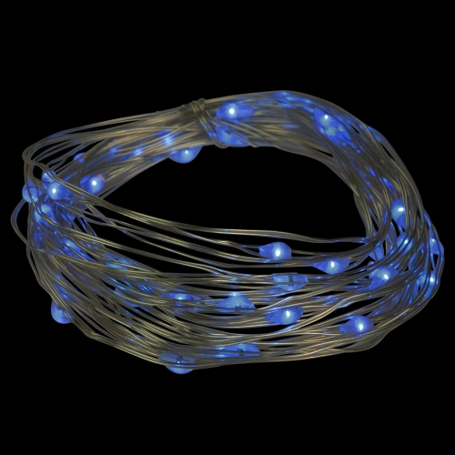 Micro Fairy Christmas Lights - Blue LED - 16' Copper Wire - 50ct