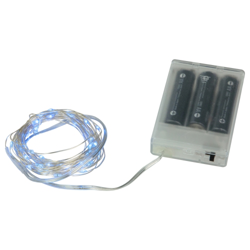 Micro Fairy Christmas Lights - Blue LED - 16' Copper Wire - 50ct