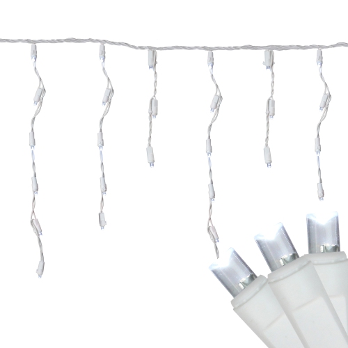 NORTHLIGHT  300 Count Cool Led Wide Angle Icicle Christmas Lights, 24.5 Ft Wire In White