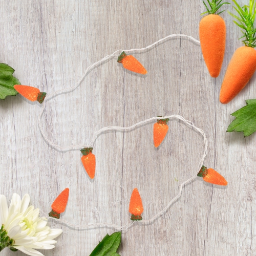 10-Count Orange Carrot Easter String Light Set, 7.25ft White Wire