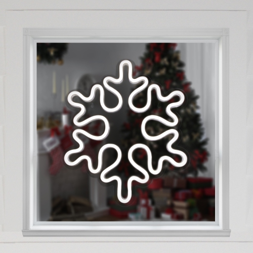 NORTHLIGHT  Led Snowflake Neon Lighted Christmas Wall Or Window Decoration - 15"