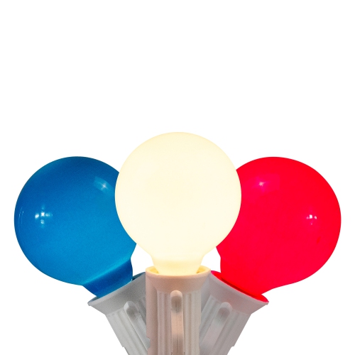 Patriotic G40 Globe Indoor Outdoor Patio Lights - 9' White Wire - 10ct