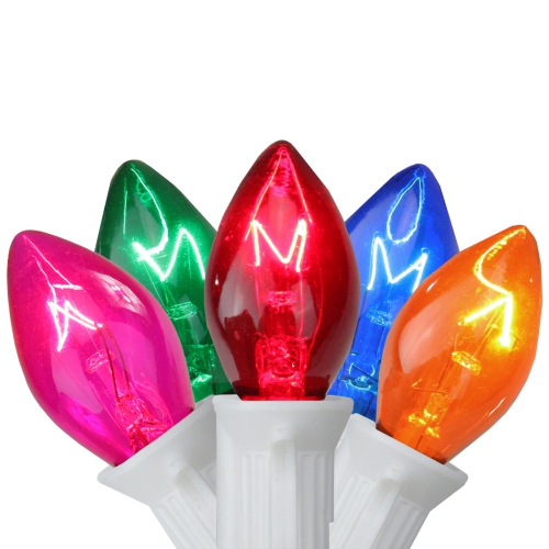 C7 Christmas String Lights - Multi Color - 24' White Wire - 25ct
