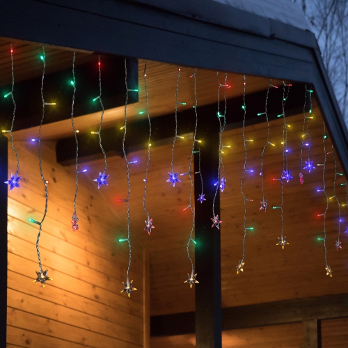 NORTHLIGHT  Led Stars Mini Icicle Christmas Lights - Multi-Color - 29.5' Clear Wire - 400Ct