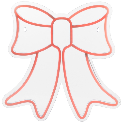 LED Bow Neon Lighted Christmas Wall or Window Decoration - 15" - Red