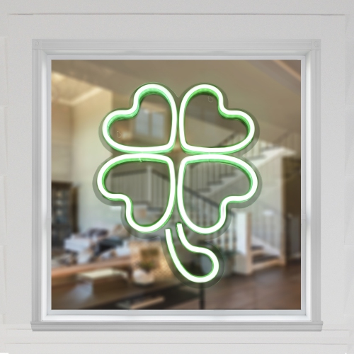 NORTHLIGHT  Led St. Patrick's Day Shamrock Neon Lighted Wall Or Window Decoration - 5"