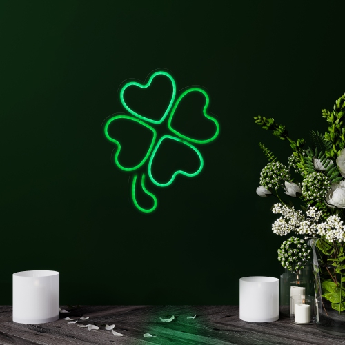 LED St. Patrick's Day Shamrock Neon Lighted Wall or Window Decoration - 5"