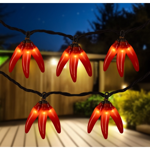 NORTHLIGHT  36Ct Chili Pepper Clusters String Light Set, 7.5Ft Brown Wire In Orange