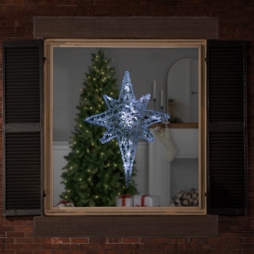 24" Pure White LED Twinkle Bethlehem Star Hanging Christmas Decoration