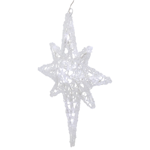 24" Pure White LED Twinkle Bethlehem Star Hanging Christmas Decoration