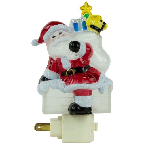 Santa in Chimney Frosted Christmas Night Light - 6.25"