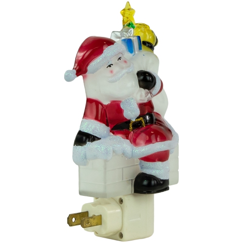 Santa in Chimney Frosted Christmas Night Light - 6.25"