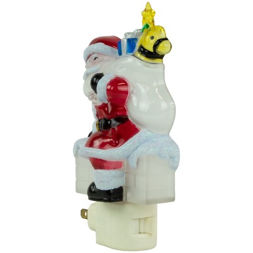 Santa in Chimney Frosted Christmas Night Light - 6.25"