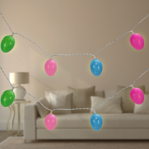 10-Count Multi-Color Easter Egg LED String Lights 4.5ft Clear Wire