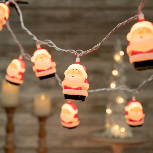 NORTHLIGHT  Santa Claus Christmas Light Set - Clear - 6' Wire - 10Ct In Green