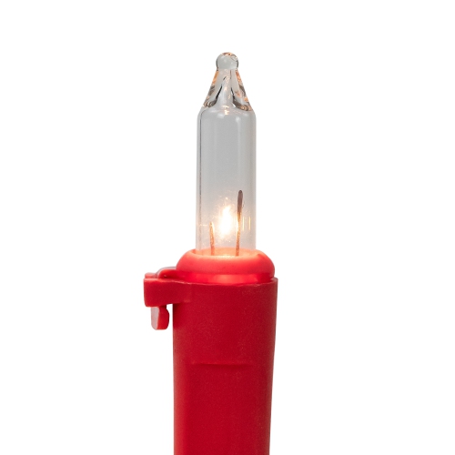 Mini Christmas Light Set - Clear - 20.25' Red Wire - 100ct