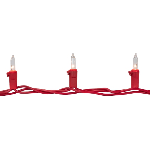 Mini Christmas Light Set - Clear - 20.25' Red Wire - 100ct