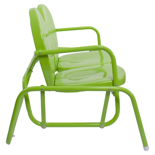 48.25" Outdoor Retro Metal Tulip Double Glider Patio Chair, Lime Green