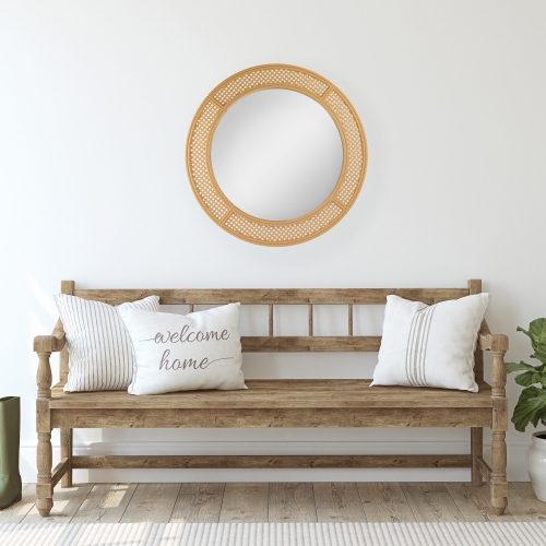 30" Round Woven Style Wall Mirror