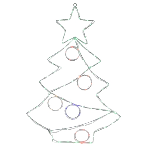 28" LED Lighted Christmas Tree with Ornaments Window Silhouette