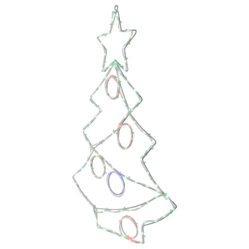 28" LED Lighted Christmas Tree with Ornaments Window Silhouette