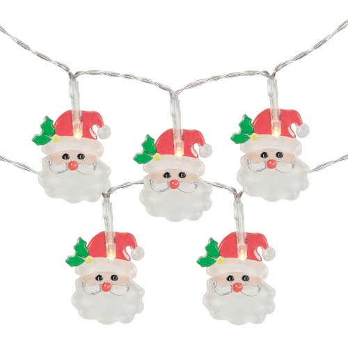 LED Micro Santa Claus Christmas Light Set - 8" Clear Wire - 10ct