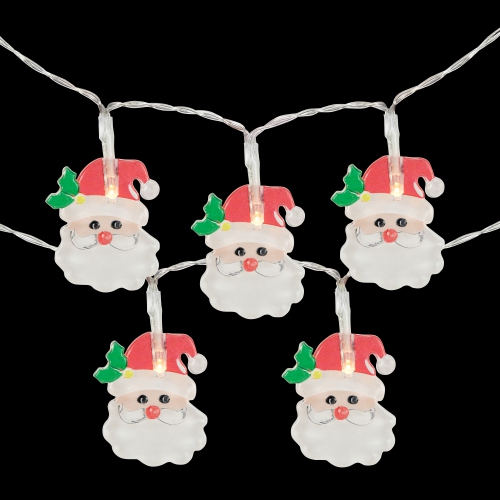 LED Micro Santa Claus Christmas Light Set - 8" Clear Wire - 10ct