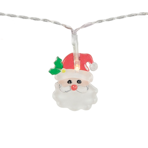 LED Micro Santa Claus Christmas Light Set - 8" Clear Wire - 10ct