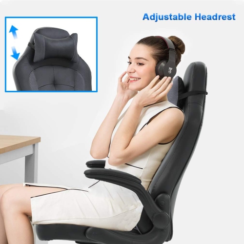 BestOffice PC Gaming Chair Ergonomic Office Chair Desk Chair with Lumbar Support Flip Up Arms Headrest PU Leather Executive High Back Computer Chair