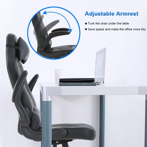 BestOffice PC Gaming Chair Ergonomic Office Chair Desk Chair with Lumbar Support Flip Up Arms Headrest PU Leather Executive High Back Computer Chair