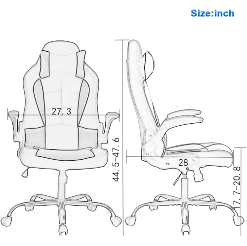 BestOffice PC Gaming Chair Ergonomic Office Chair Desk Chair with Lumbar Support Flip Up Arms Headrest PU Leather Executive High Back Computer Chair