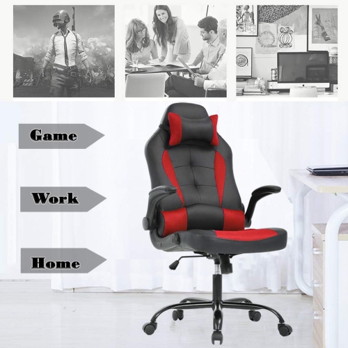 BestOffice PC Gaming Chair Ergonomic Office Chair Desk Chair with Lumbar Support Flip Up Arms Headrest PU Leather Executive High Back Computer Chair
