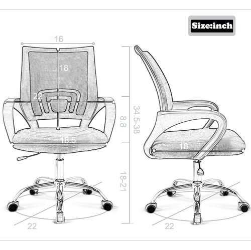 BestOffice Office Chair Ergonomic Desk Chair Mesh Computer Chair Lumbar Support Modern Executive Adjustable Stool Rolling Swivel Chair for Back