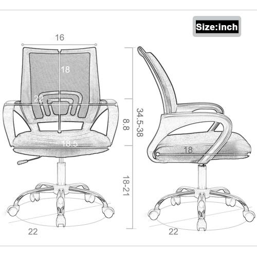 BestOffice Office Chair Ergonomic Desk Chair Mesh Computer Chair Lumbar Support Modern Executive Adjustable Stool Rolling Swivel Chair for Back