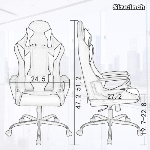 BestOffice Ergonomic Office Chair High-Back White Gaming Chair with Lumbar Support PC Computer Chair Racing Chair PU Task Desk Chair Executive Swivel