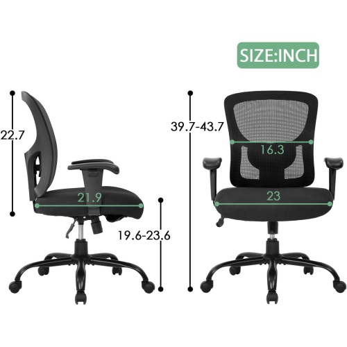 BestOffice Big and Tall Office Chair 400lbs Desk Chair Mesh Computer Chair with Lumbar Support Wide Seat Task Executive Ergonomic Chair for Home